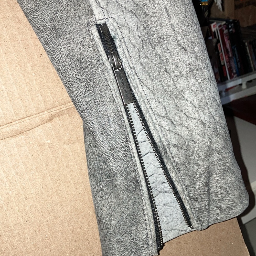 Michael Kors Moto Grey Leather Jacket Size XXL Price Drop❣️❣️❣️ - Picture 7 of 9
